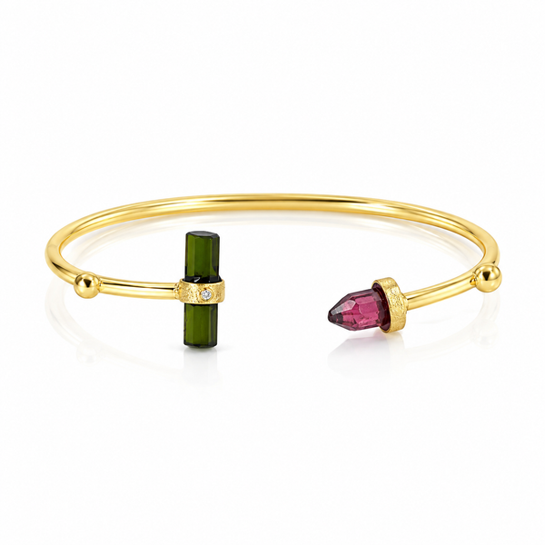 Double Tourmaline Point and Bar with Diamond Bangle