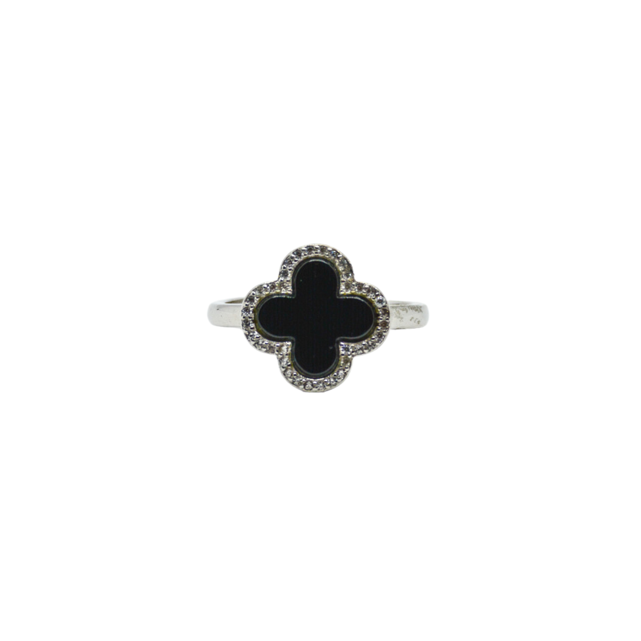Black Onyx Clover Ring