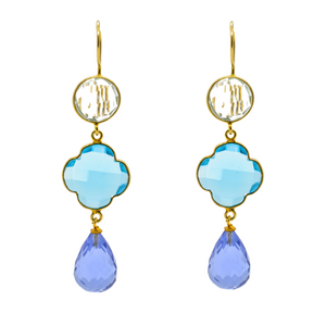 Clover Blue Quartz Earrings