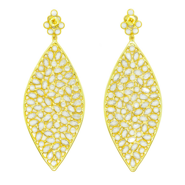 Crystal Quartz Gold Chandelier Earrings