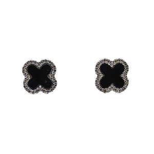 Black Onyx Clover Stud Earrings
