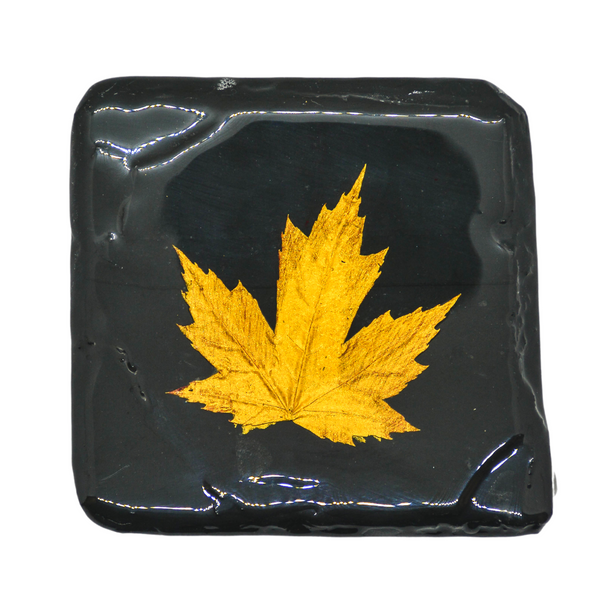 Maple Leaf Black Marble Coaster