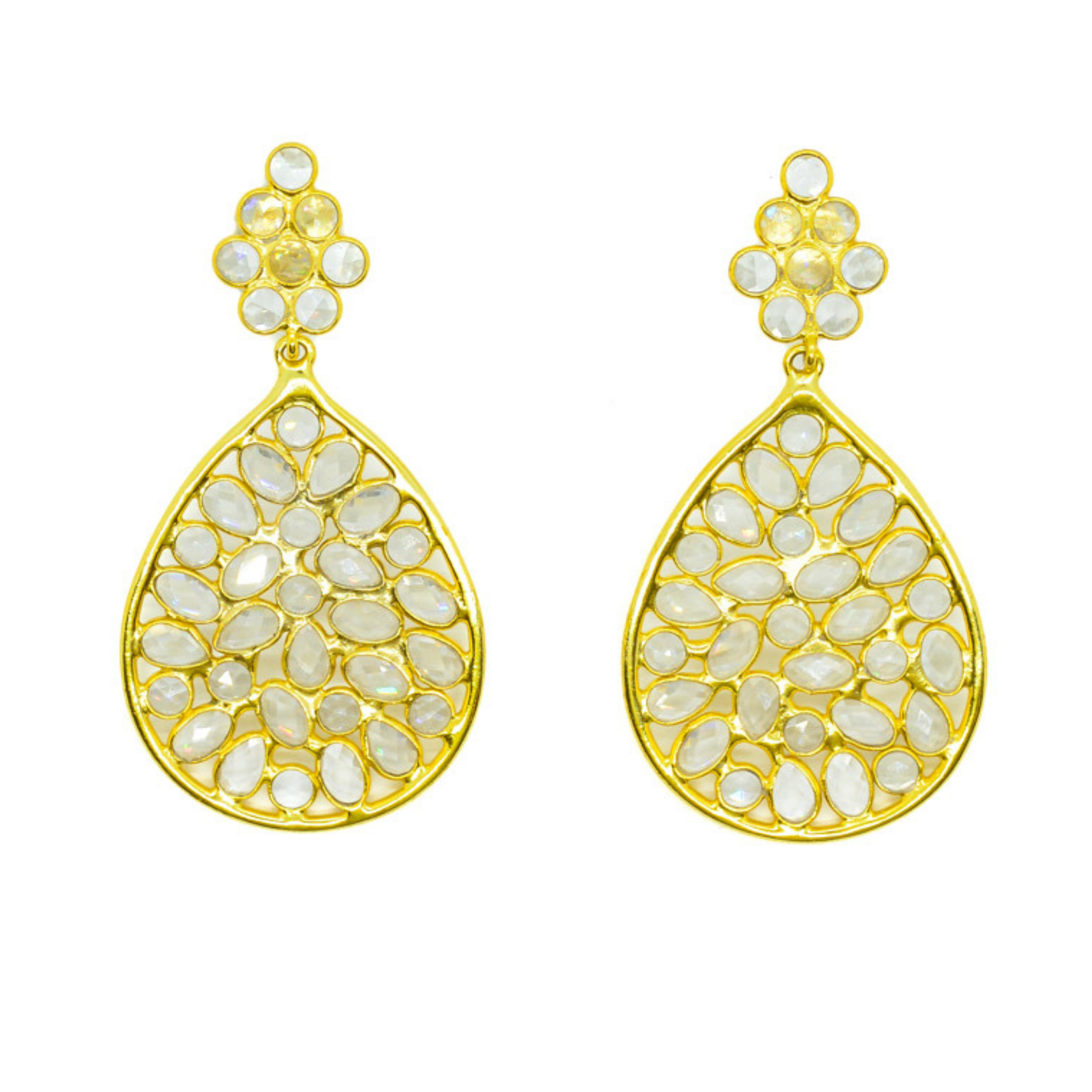 Crystal Quartz Gold Drop Earrings