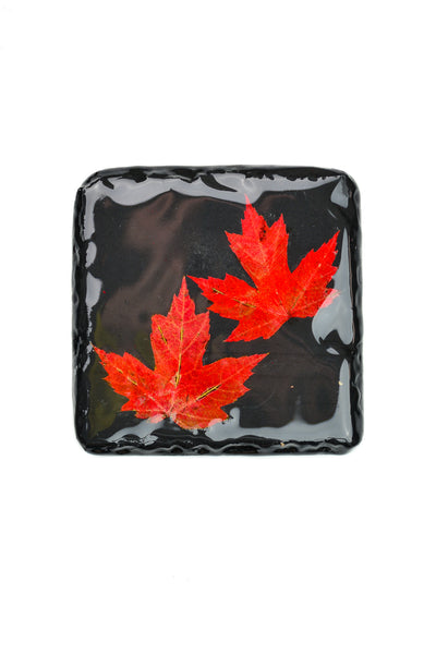 Maple Leaf Black Marble Coaster