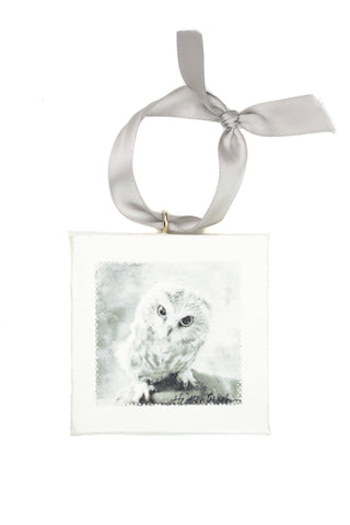 Owl Mini Canvas Ornament