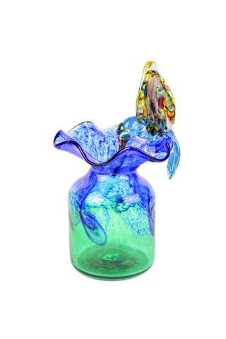 Two Tone Round Vase with Hummingbird